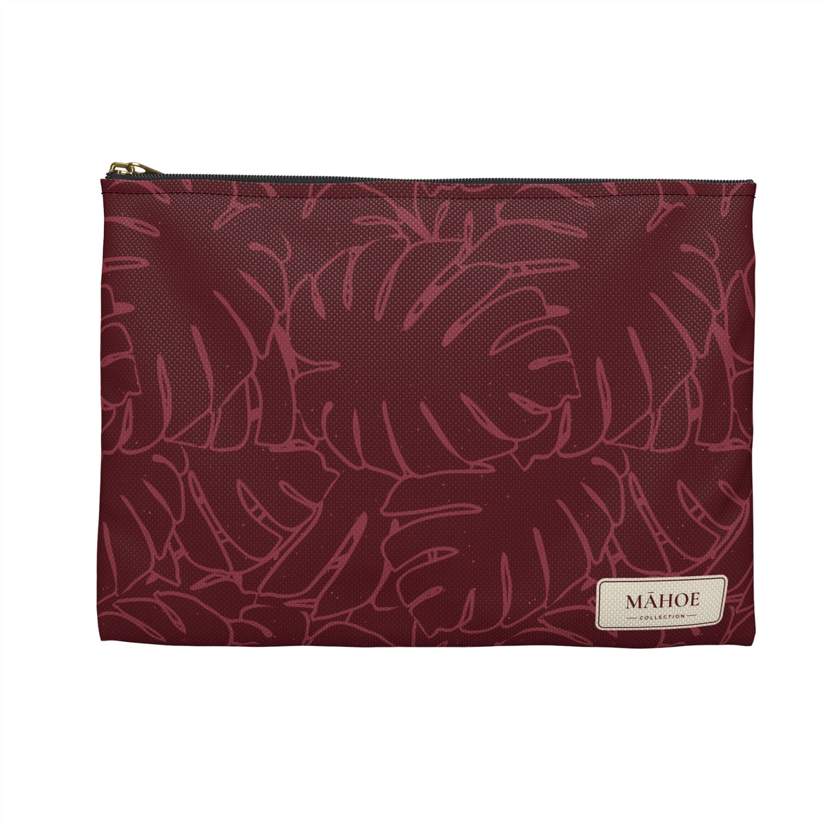 Monstera Collection Accessory Pouch- Cranberry