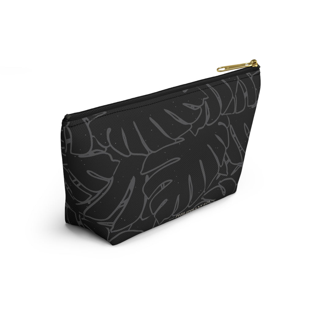 Monstera Everything Pouch- Charcoal