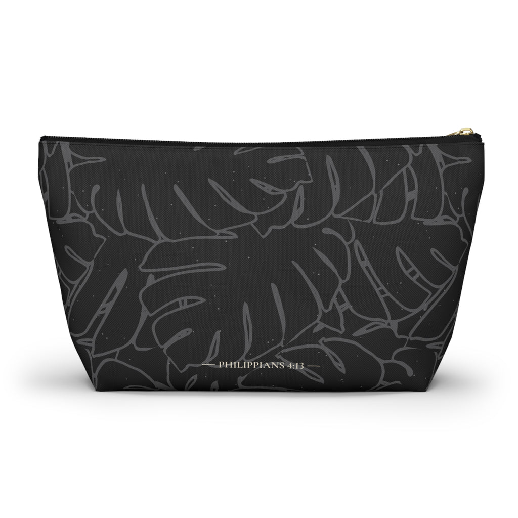 Monstera Everything Pouch- Charcoal