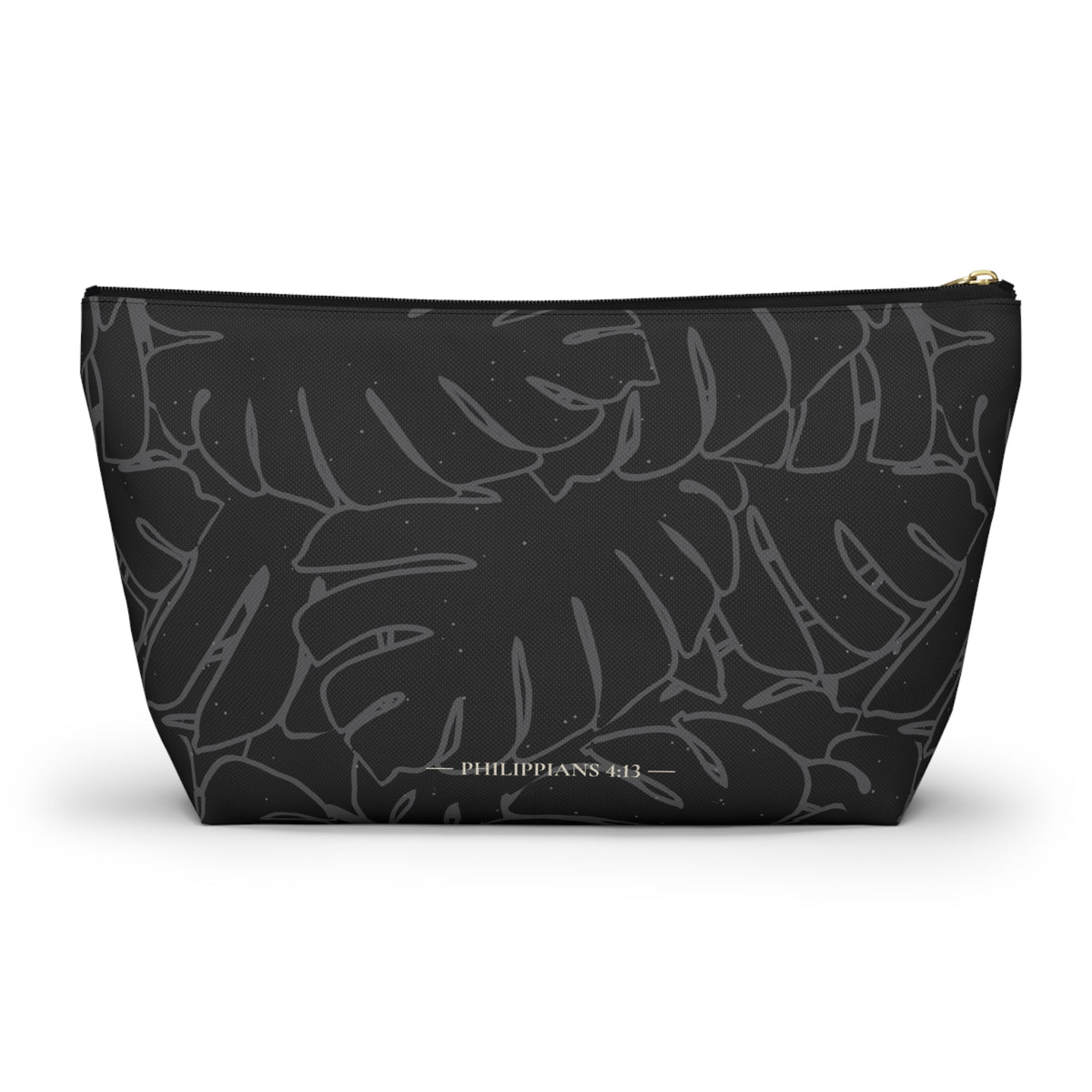 Monstera Everything Pouch- Charcoal