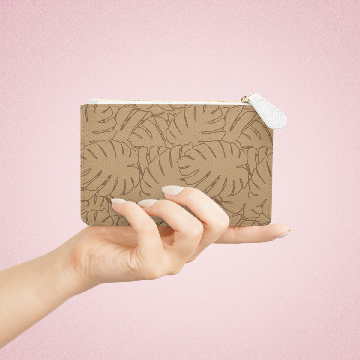 Monstera Mini Clutch Bag — Sand