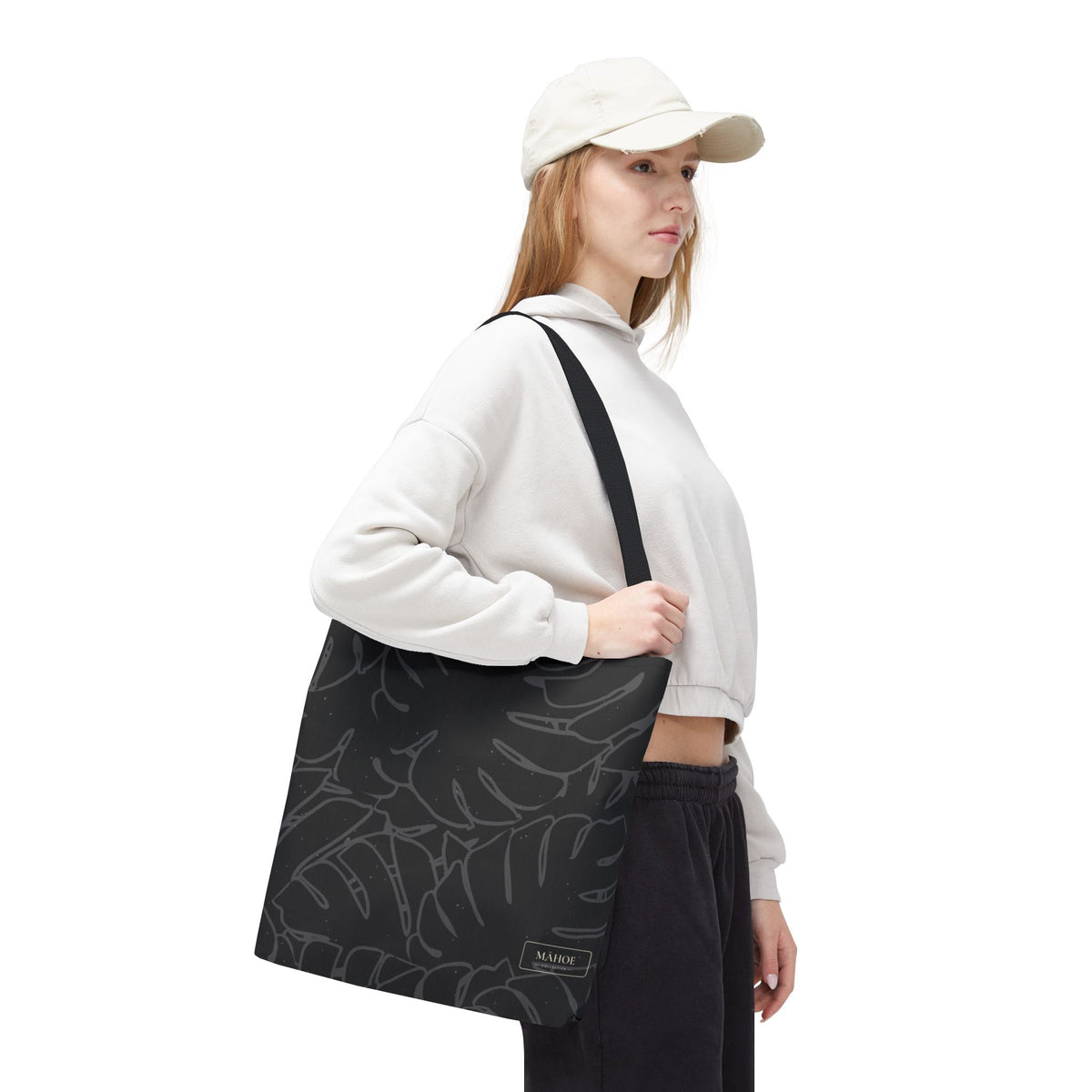 Monstera Canvas Tote- Charcoal