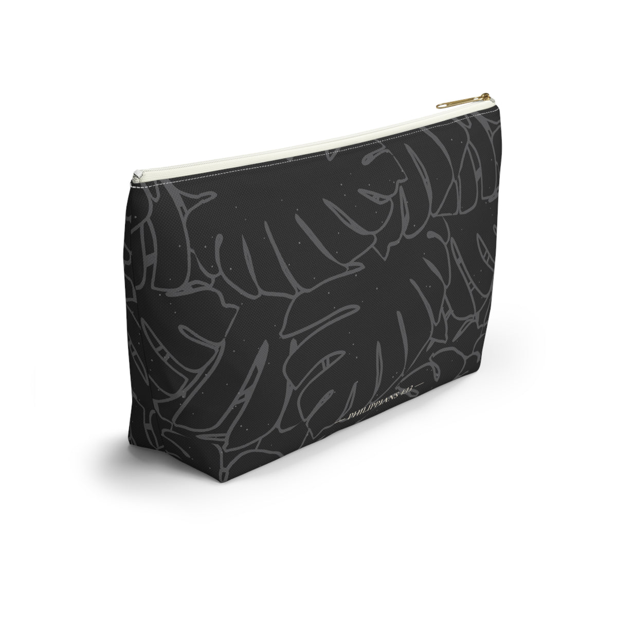 Monstera Everything Pouch- Charcoal