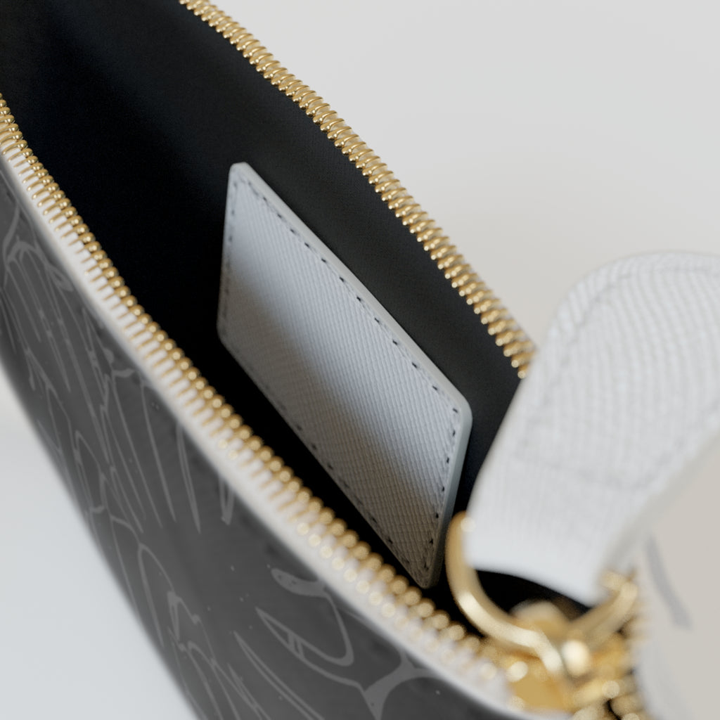 Monstera Mini Clutch Bag — Charcoal
