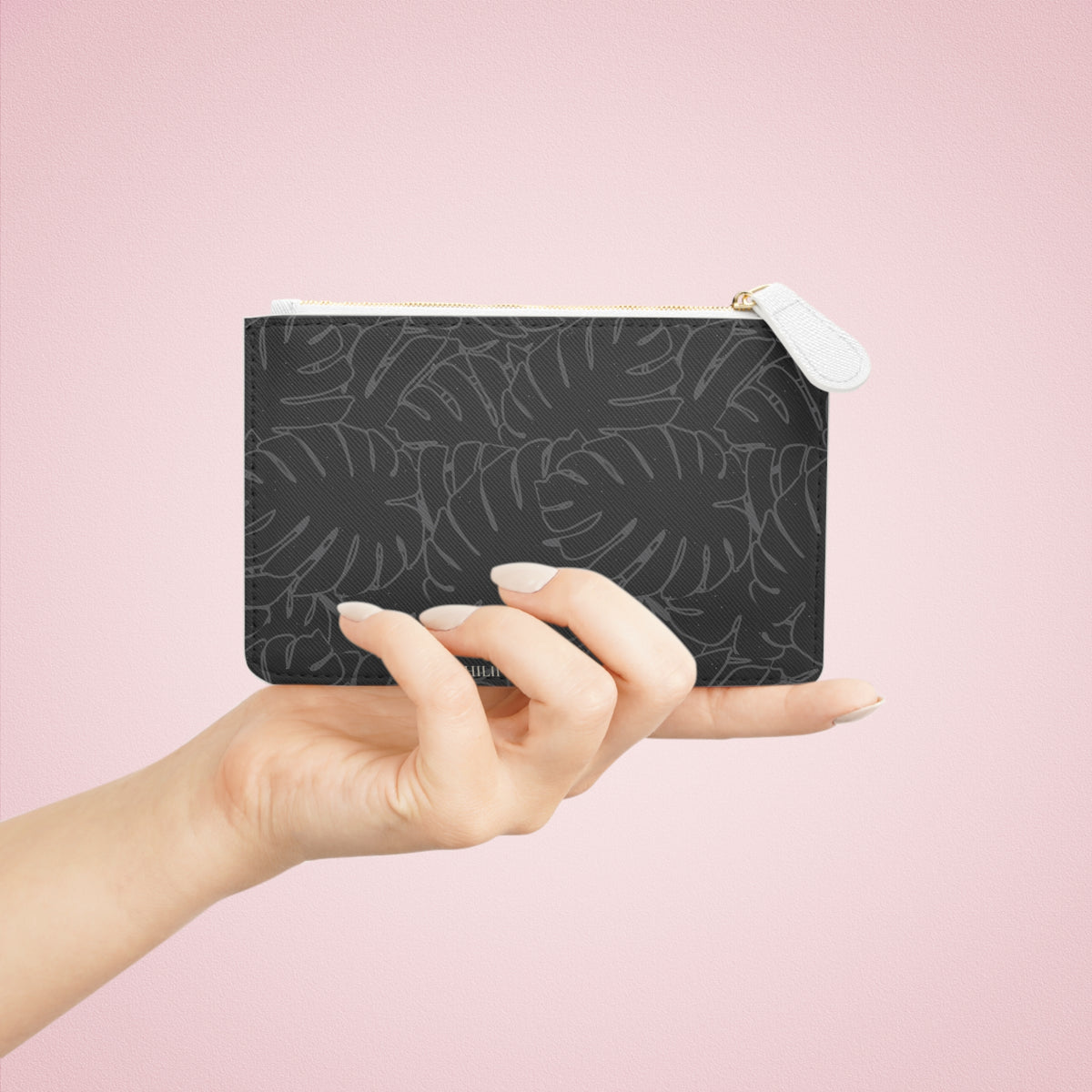 Monstera Mini Clutch Bag — Charcoal