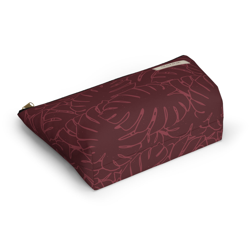 Monstera Everything Pouch- Cranberry