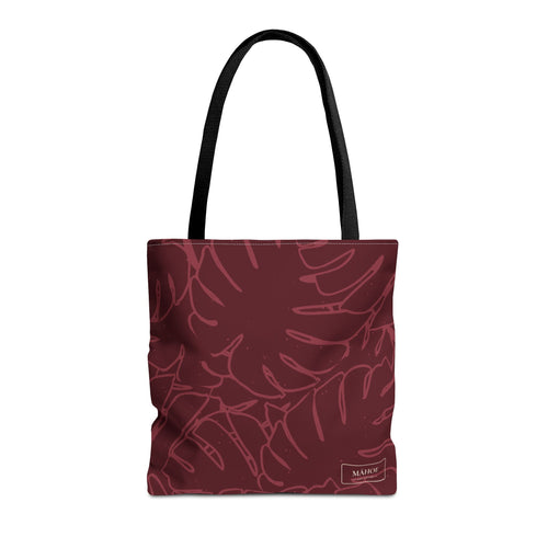 Monstera Canvas Tote- Cranberry