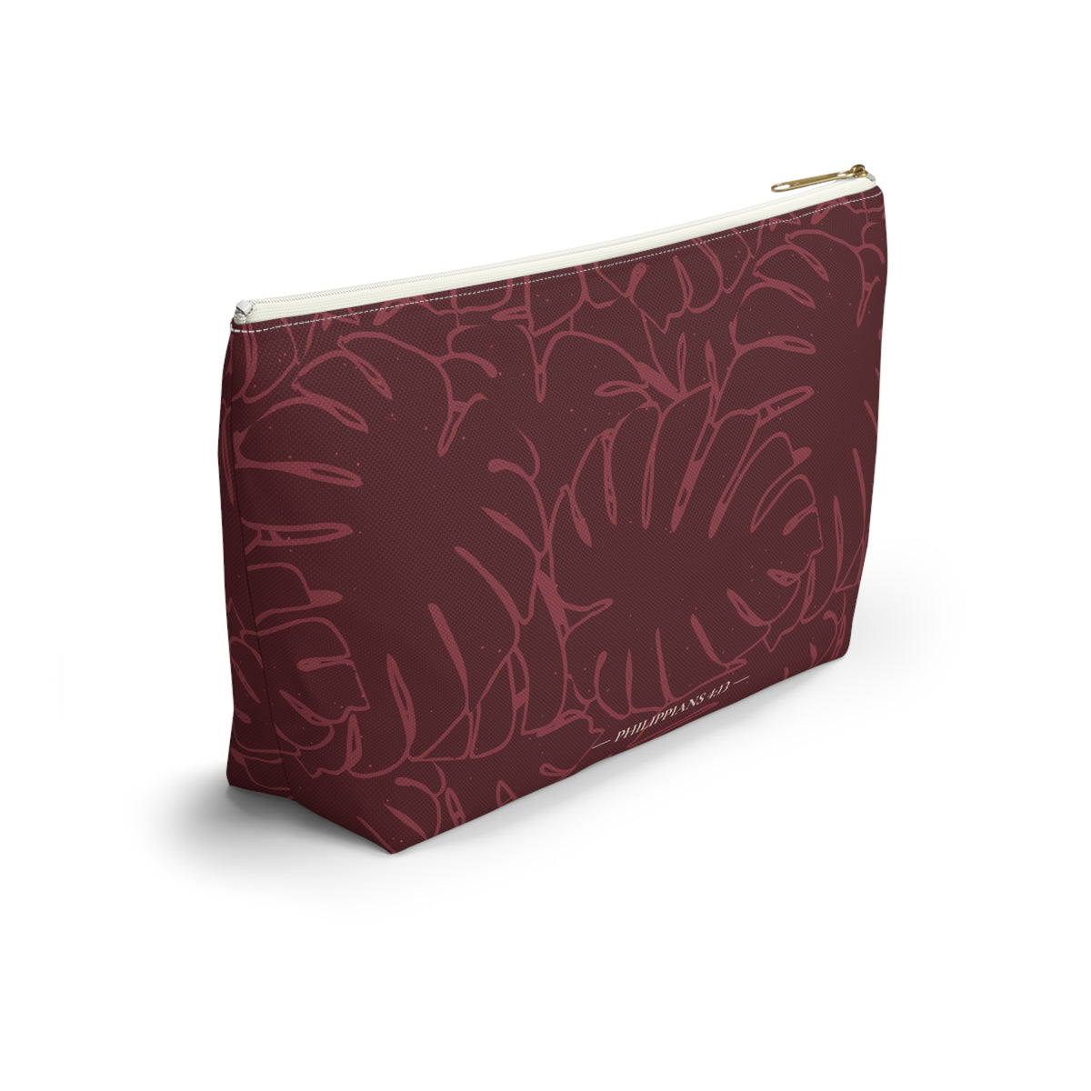 Monstera Everything Pouch- Cranberry