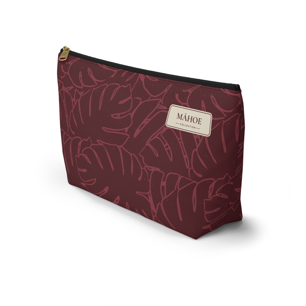 Monstera Everything Pouch- Cranberry