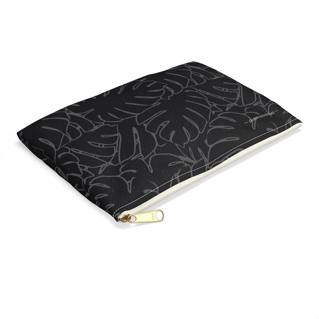 Monstera Collection Accessory Pouch- Charcoal