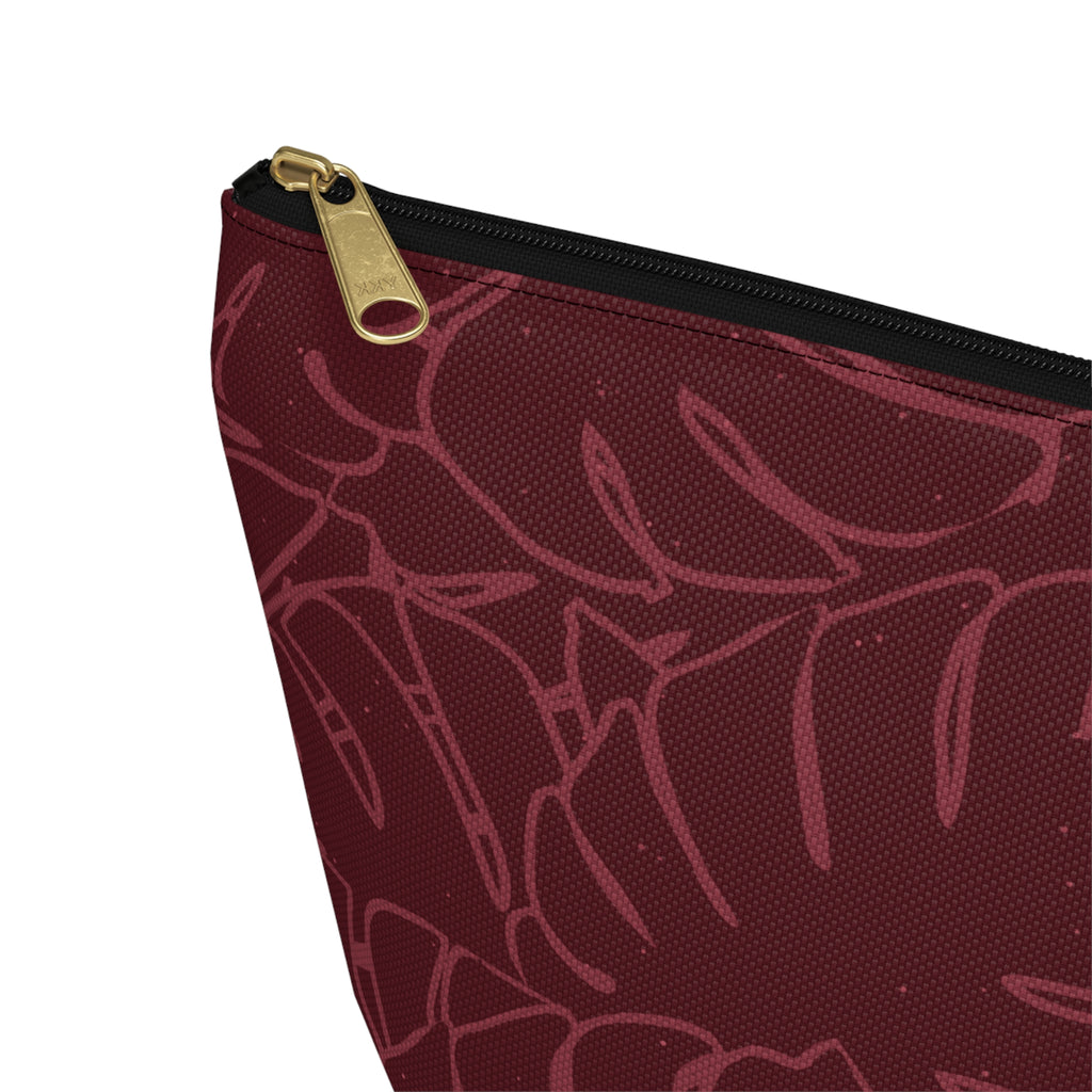 Monstera Everything Pouch- Cranberry