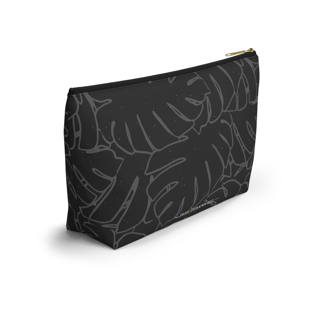 Monstera Everything Pouch- Charcoal