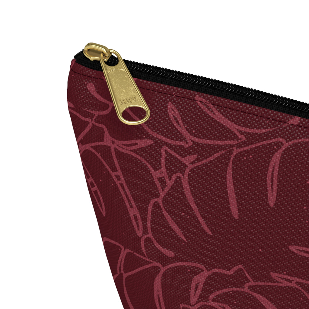Monstera Everything Pouch- Cranberry
