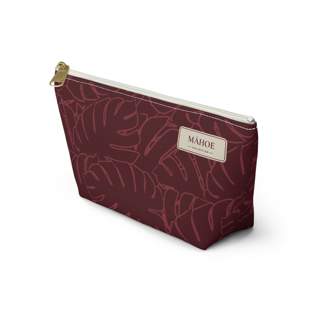 Monstera Everything Pouch- Cranberry