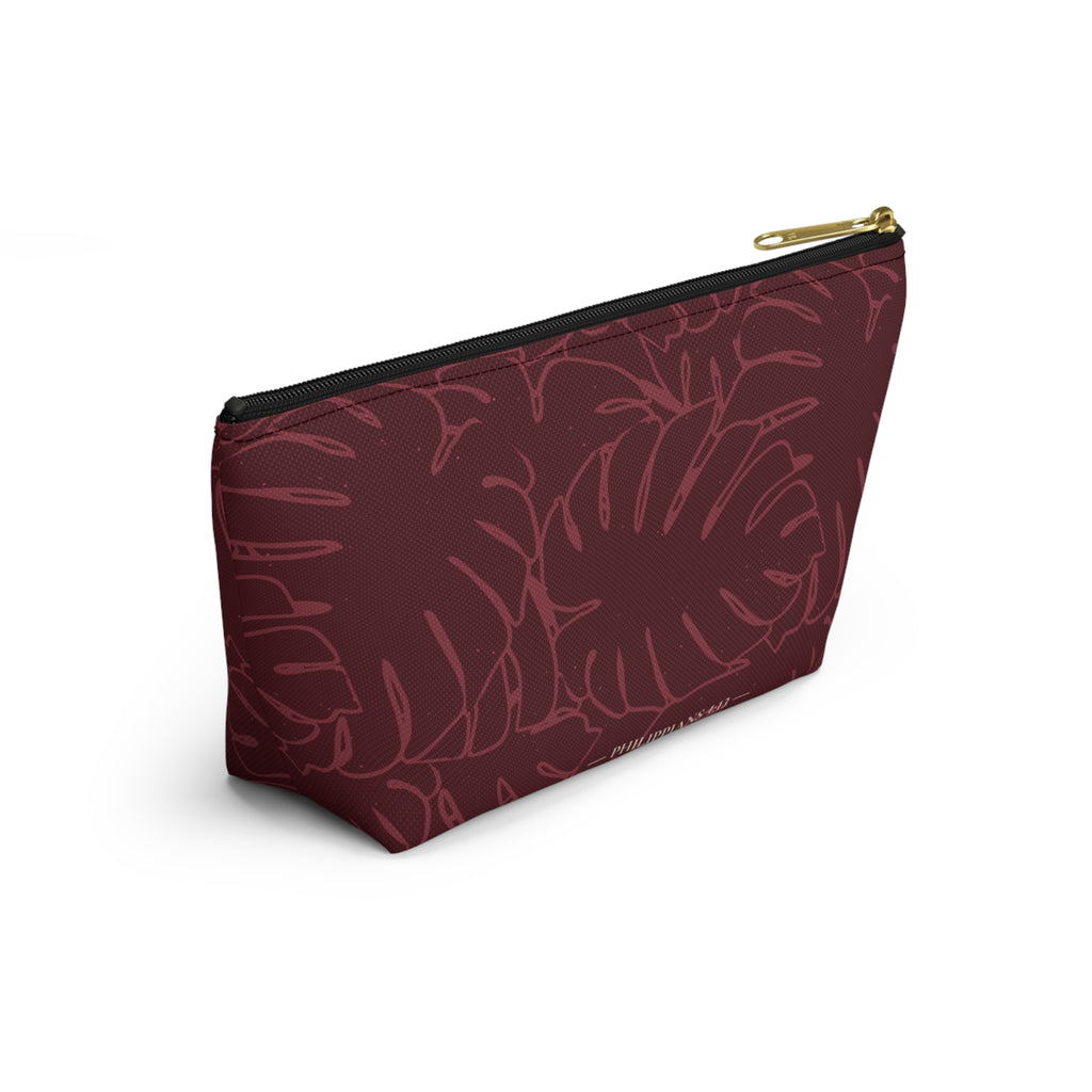 Monstera Everything Pouch- Cranberry