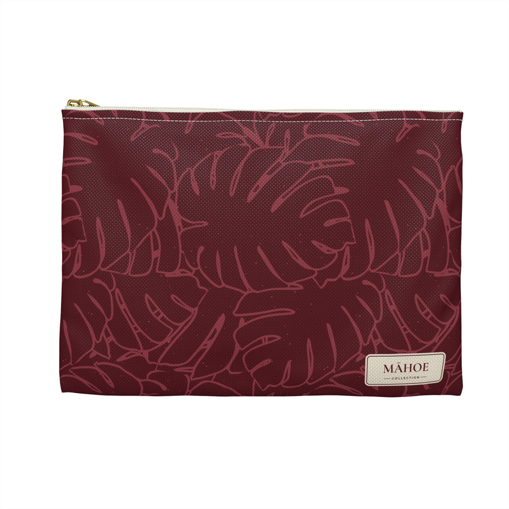Monstera Collection Accessory Pouch- Cranberry