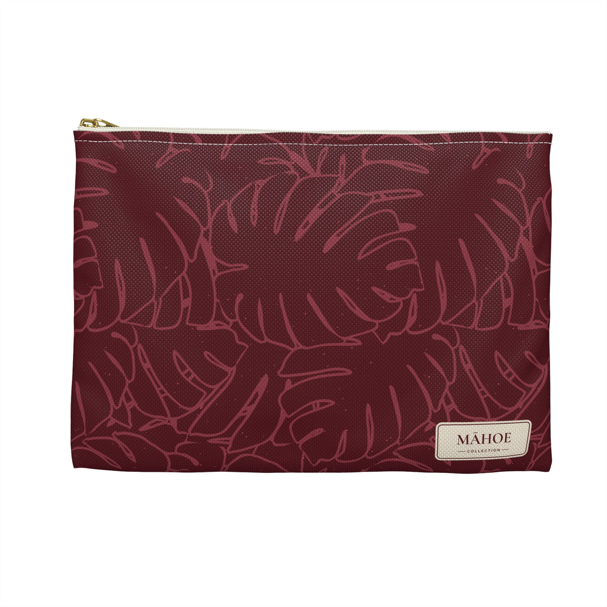 Monstera Collection Accessory Pouch- Cranberry
