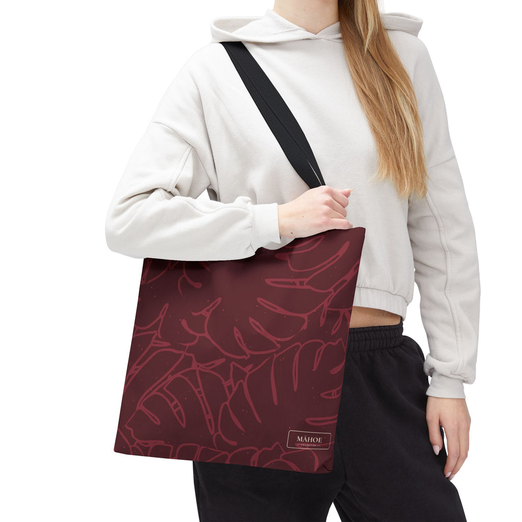 Monstera Canvas Tote- Cranberry