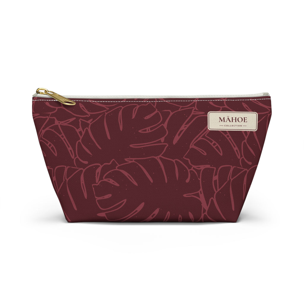 Monstera Everything Pouch- Cranberry