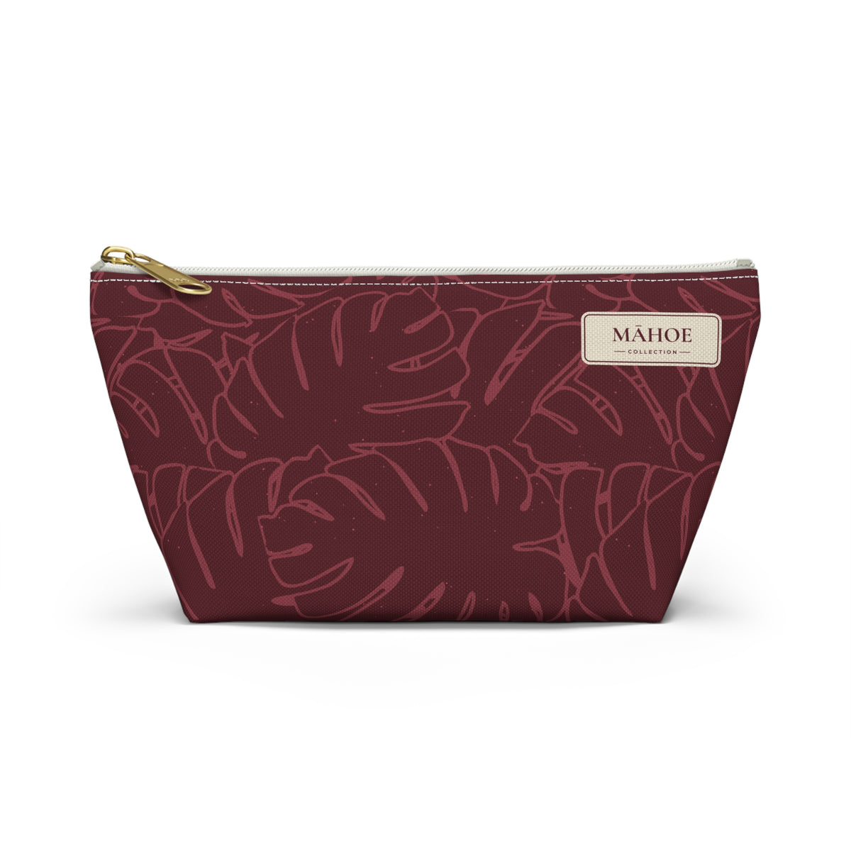 Monstera Everything Pouch- Cranberry