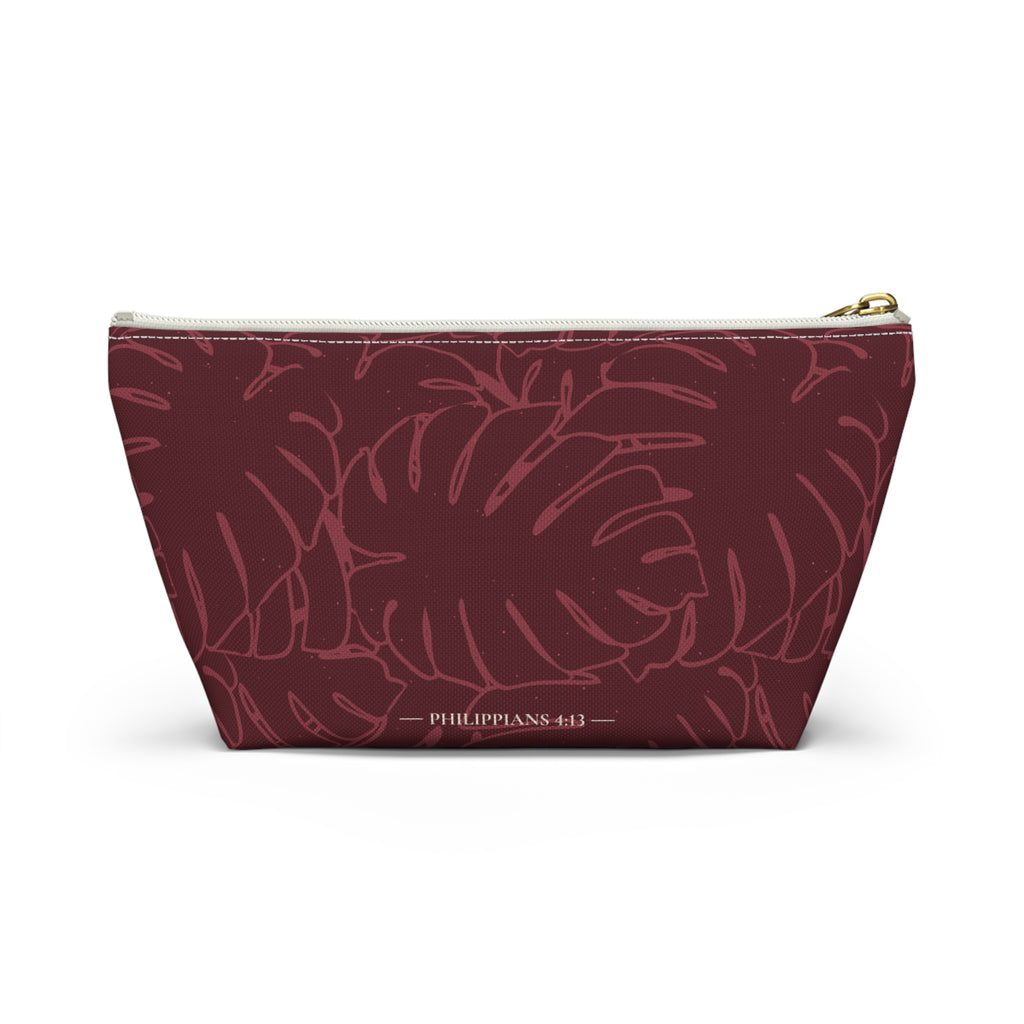 Monstera Everything Pouch- Cranberry