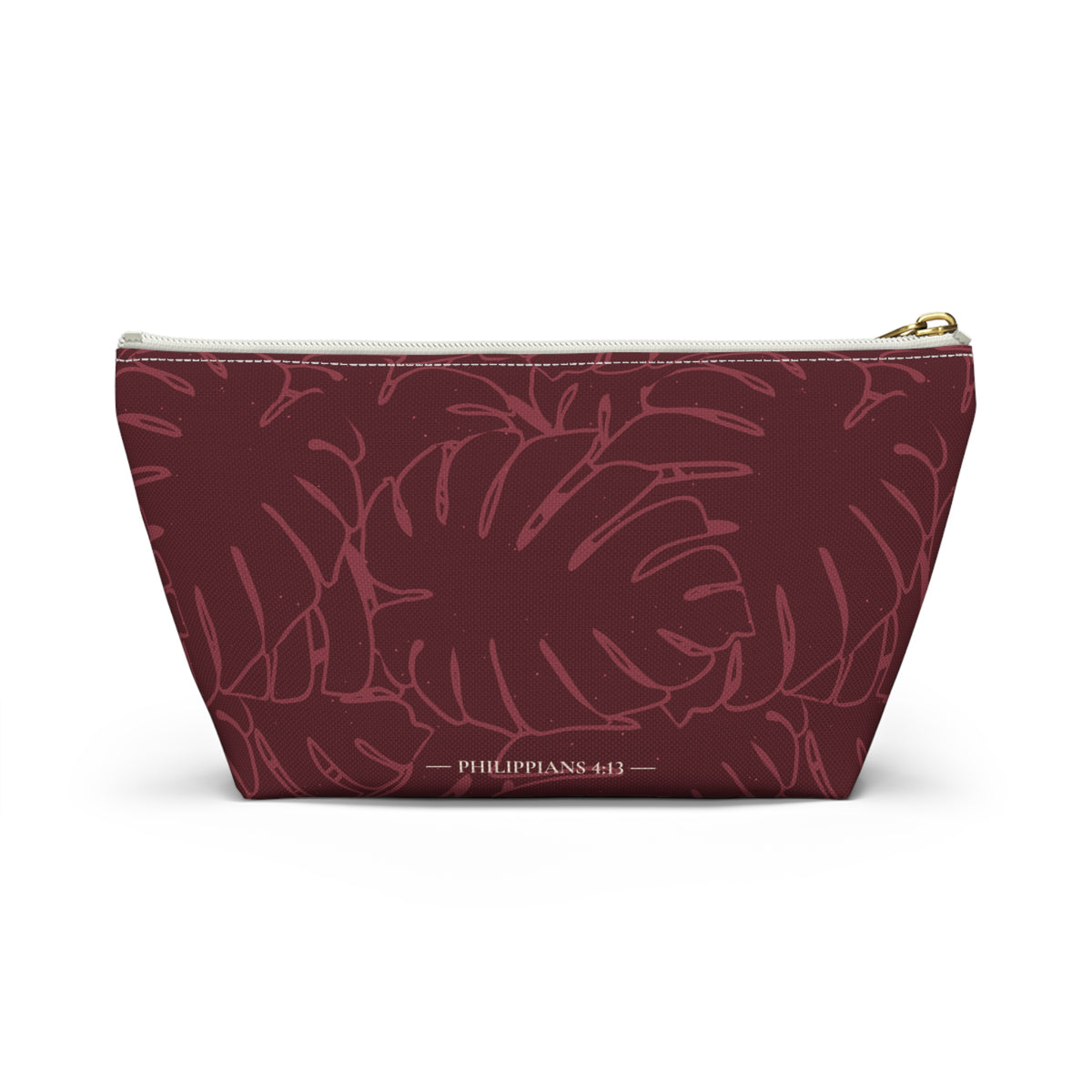 Monstera Everything Pouch- Cranberry