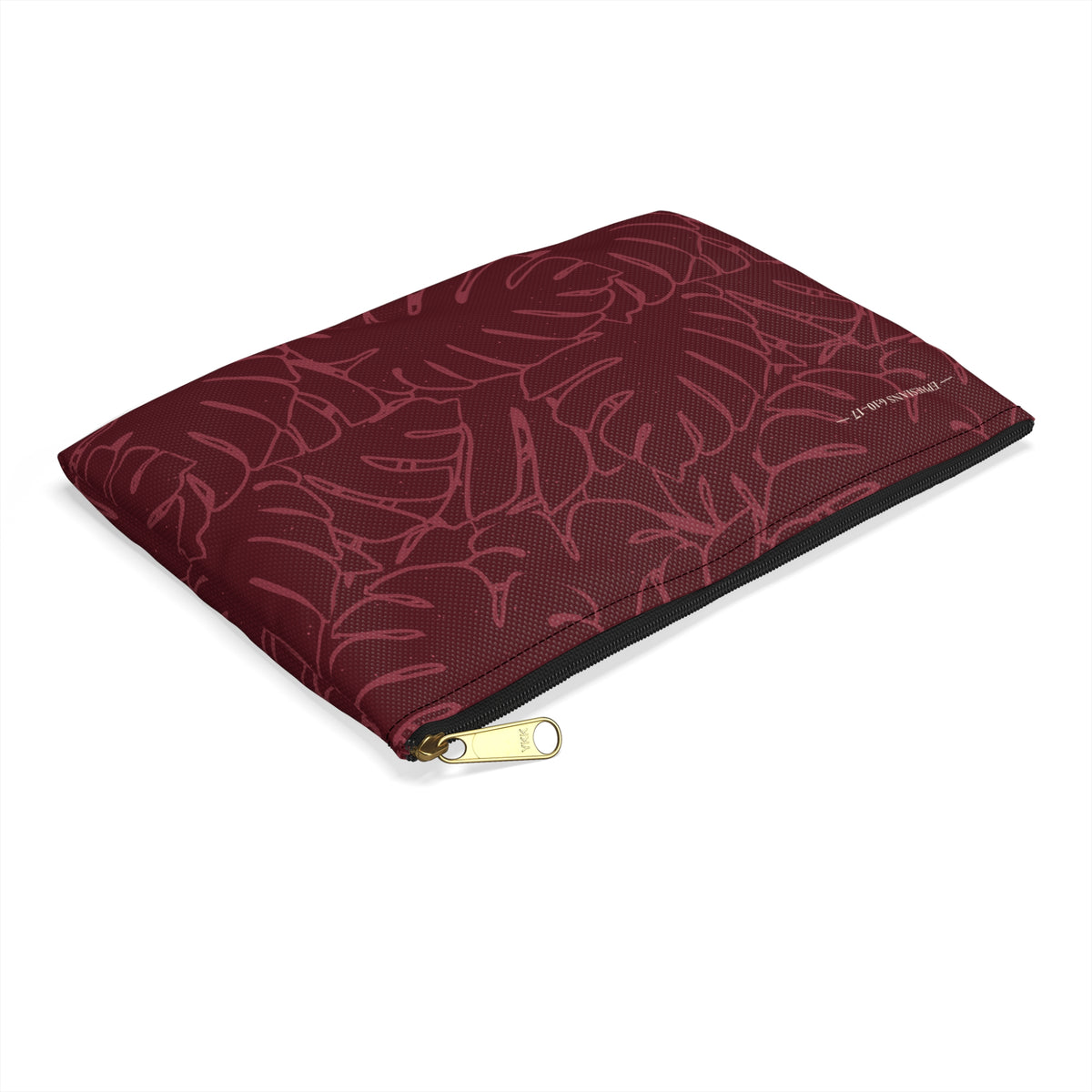 Monstera Collection Accessory Pouch- Cranberry