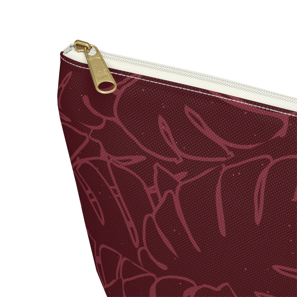 Monstera Everything Pouch- Cranberry