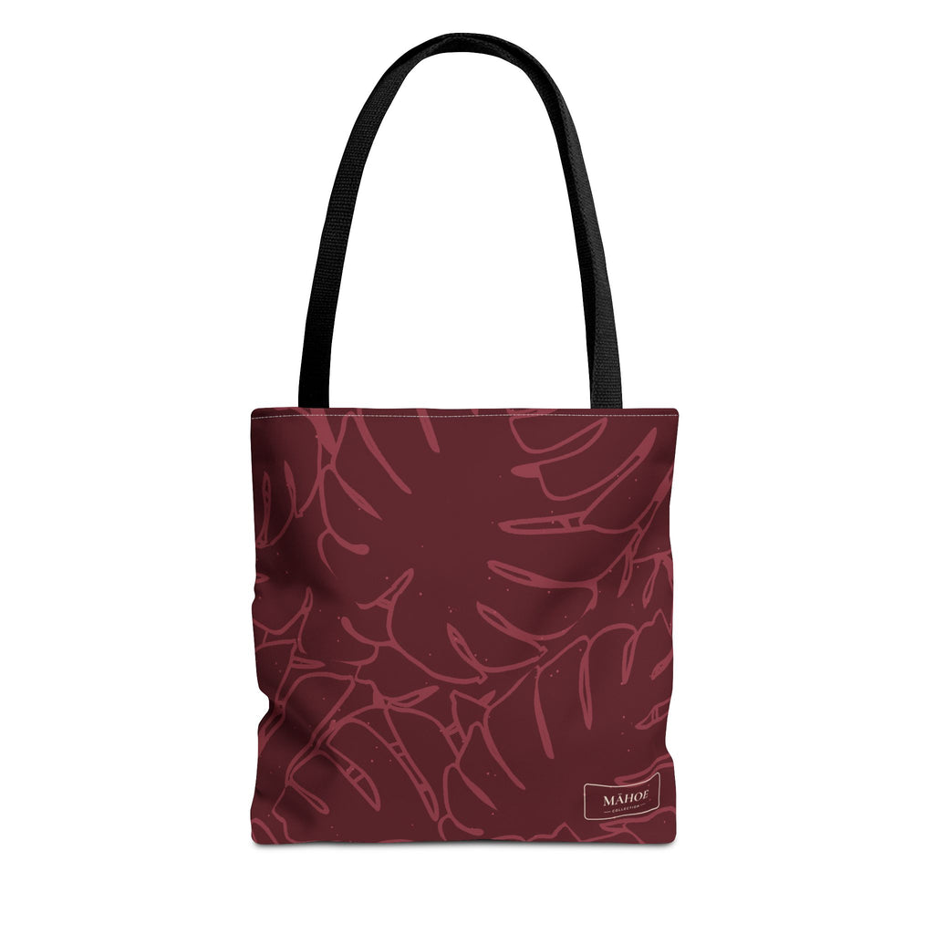 Monstera Canvas Tote- Cranberry