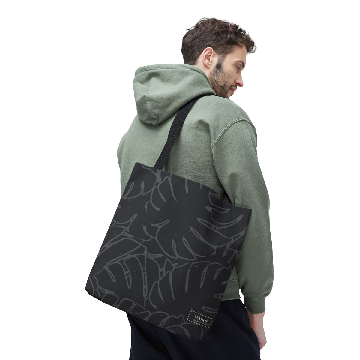 Monstera Canvas Tote- Charcoal