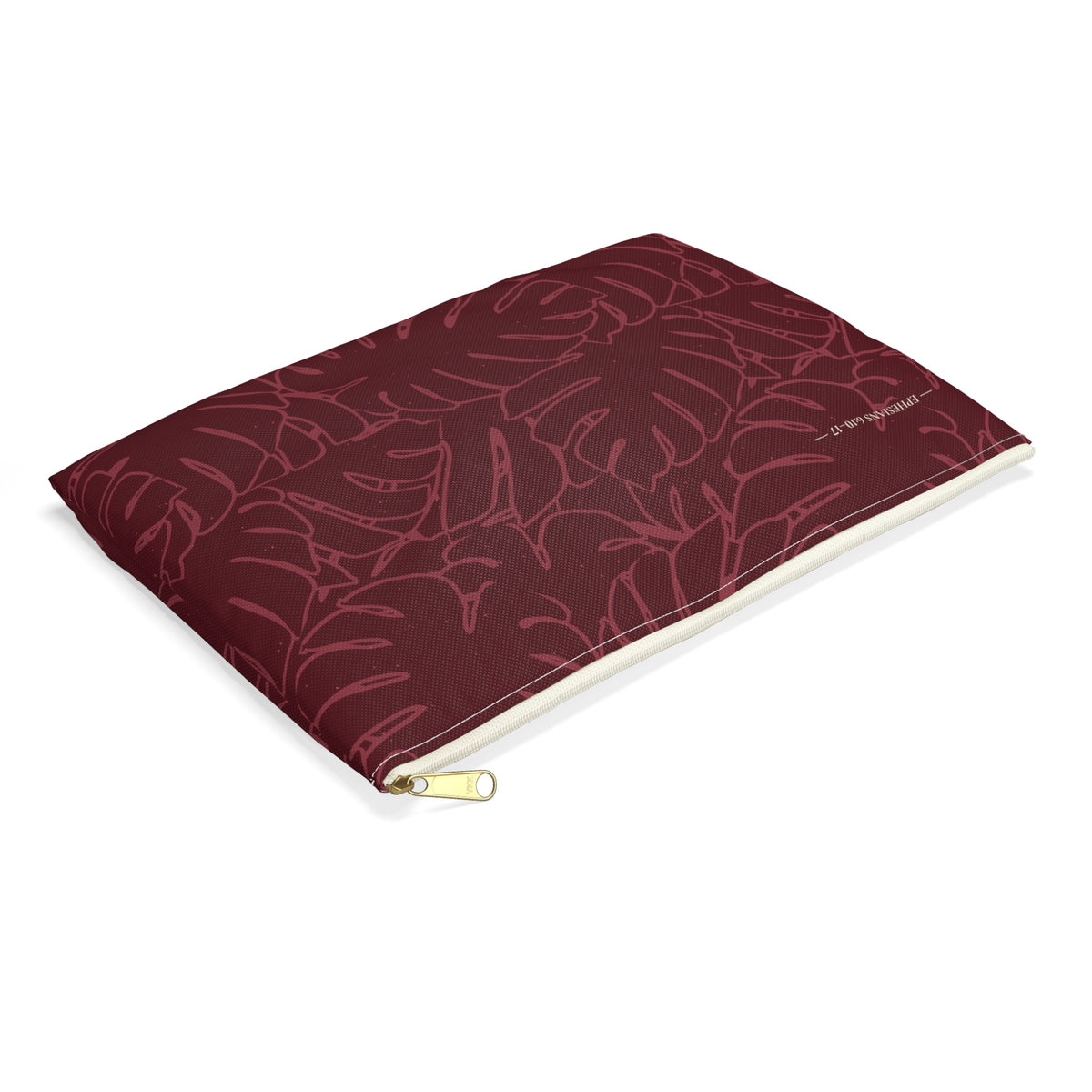 Monstera Collection Accessory Pouch- Cranberry