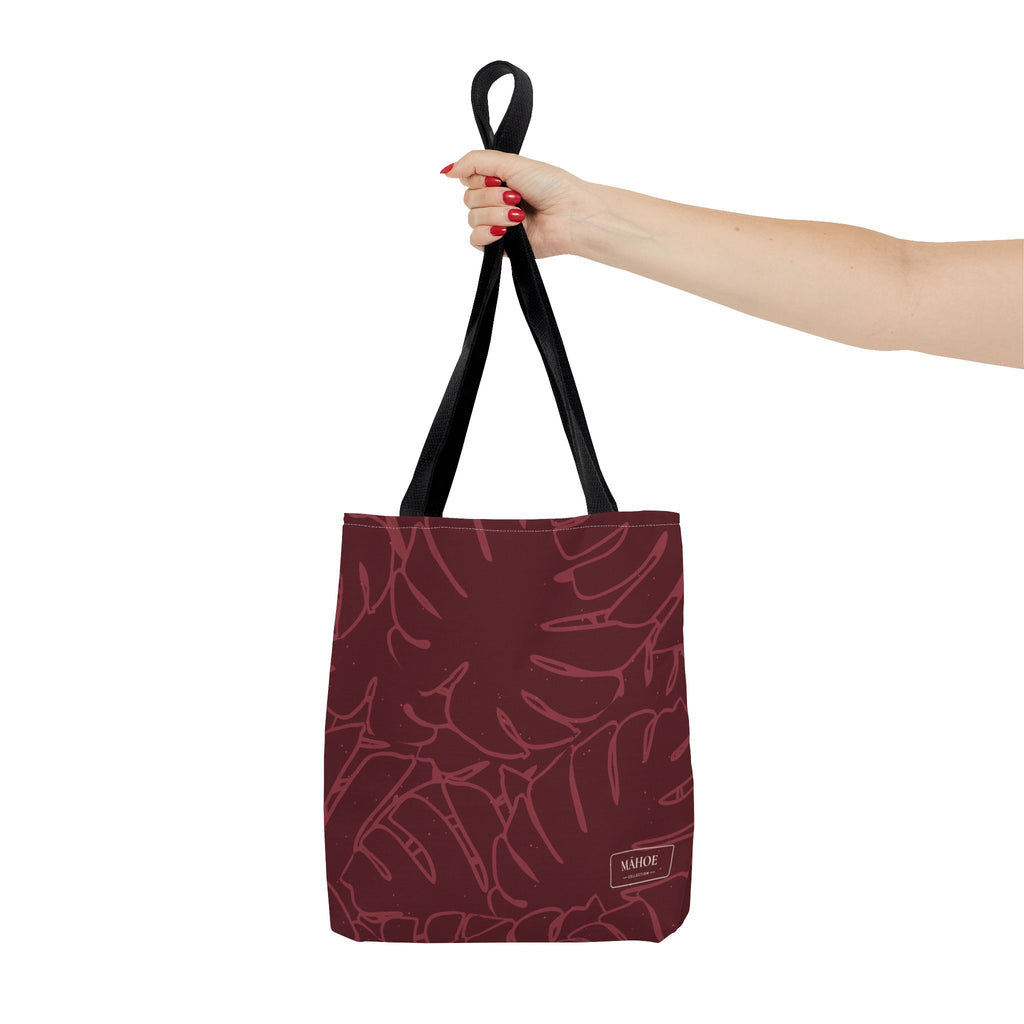 Monstera Canvas Tote- Cranberry