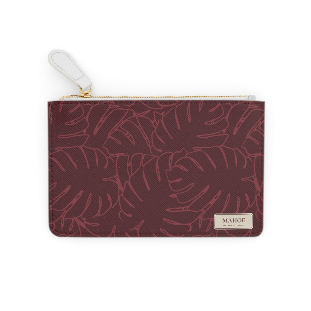 Monstera Mini Clutch Bag — Cranberry