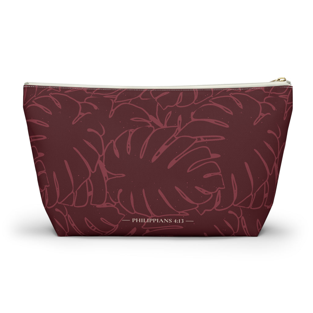 Monstera Everything Pouch- Cranberry