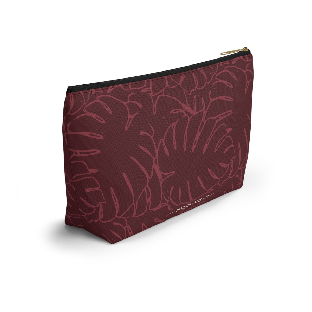 Monstera Everything Pouch- Cranberry
