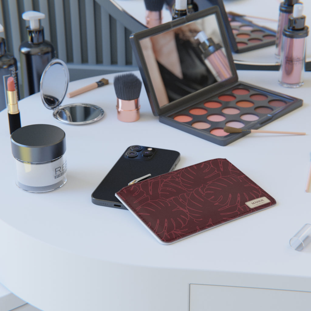 Monstera Mini Clutch Bag — Cranberry