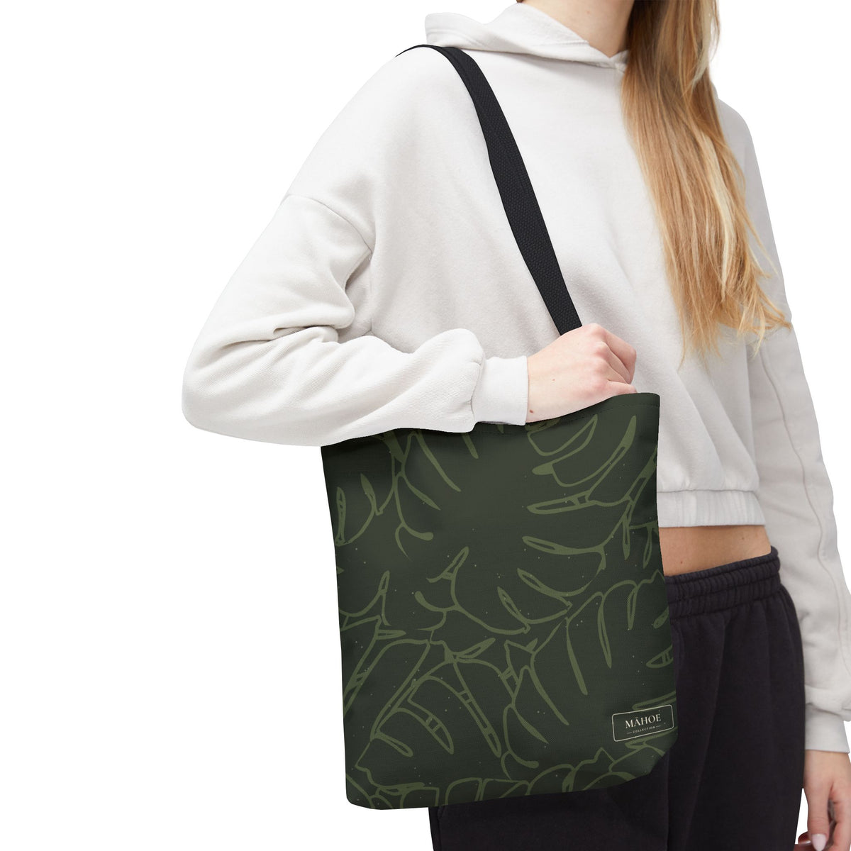 Monstera Canvas Tote- Olive