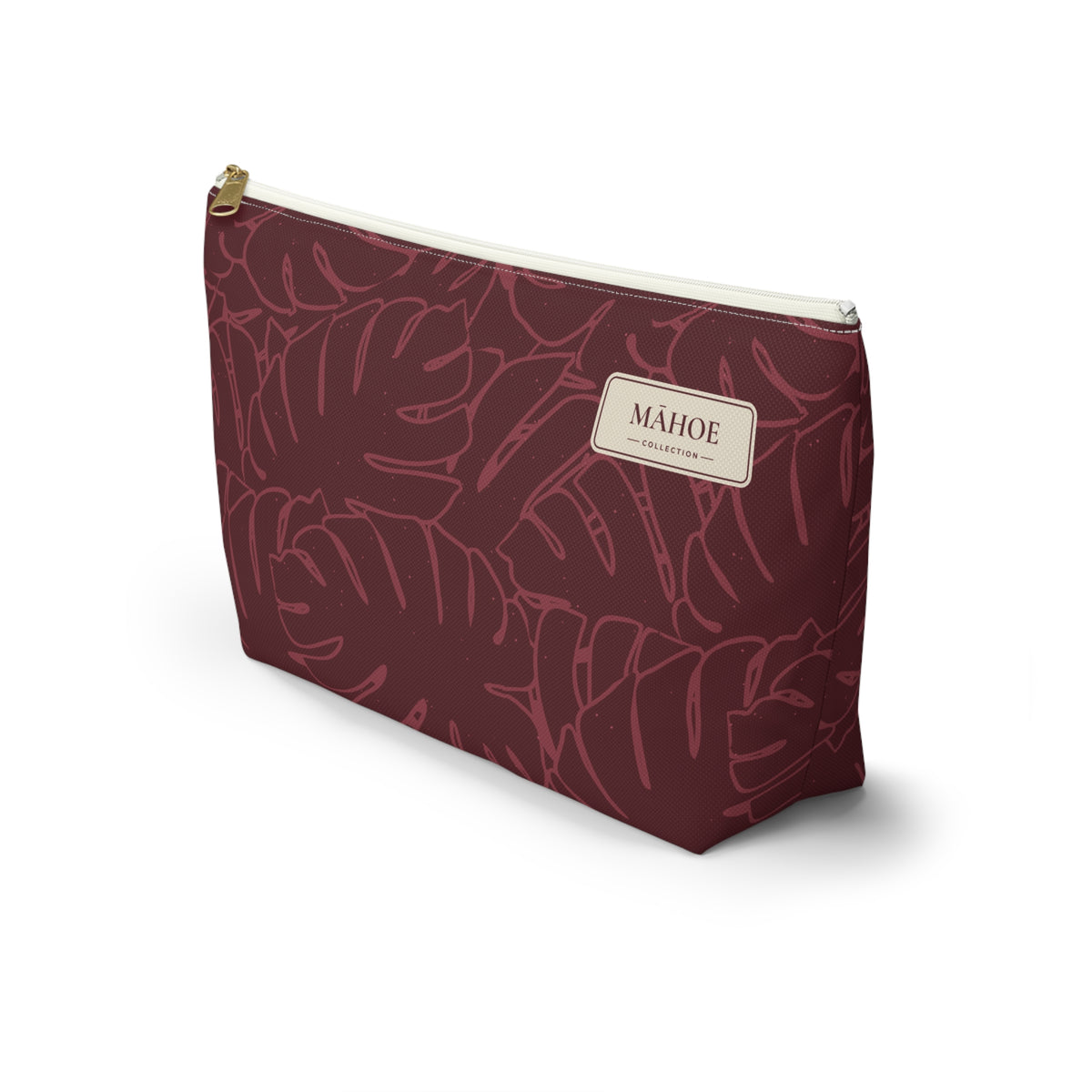 Monstera Everything Pouch- Cranberry