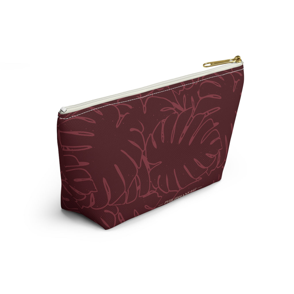 Monstera Everything Pouch- Cranberry