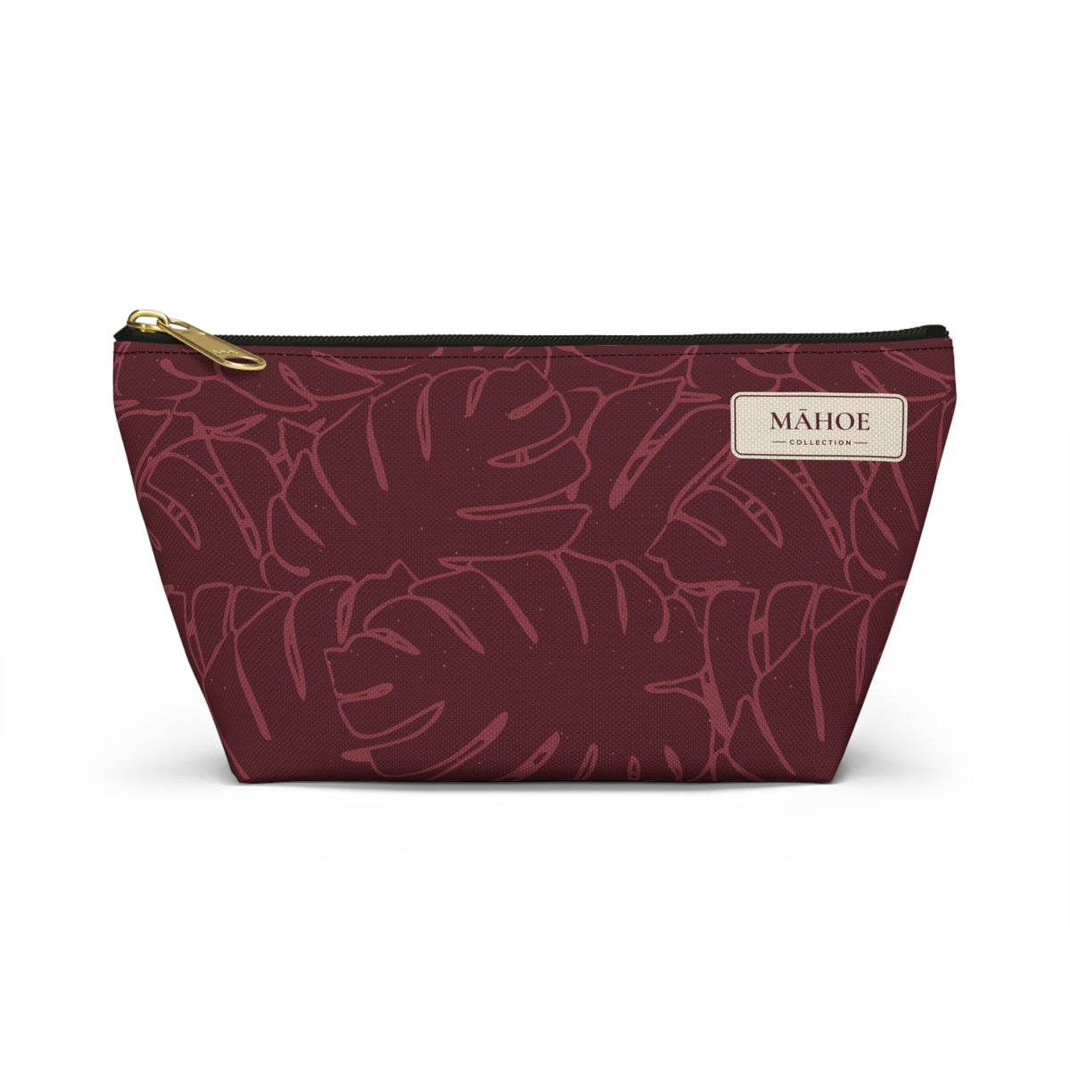 Monstera Everything Pouch- Cranberry