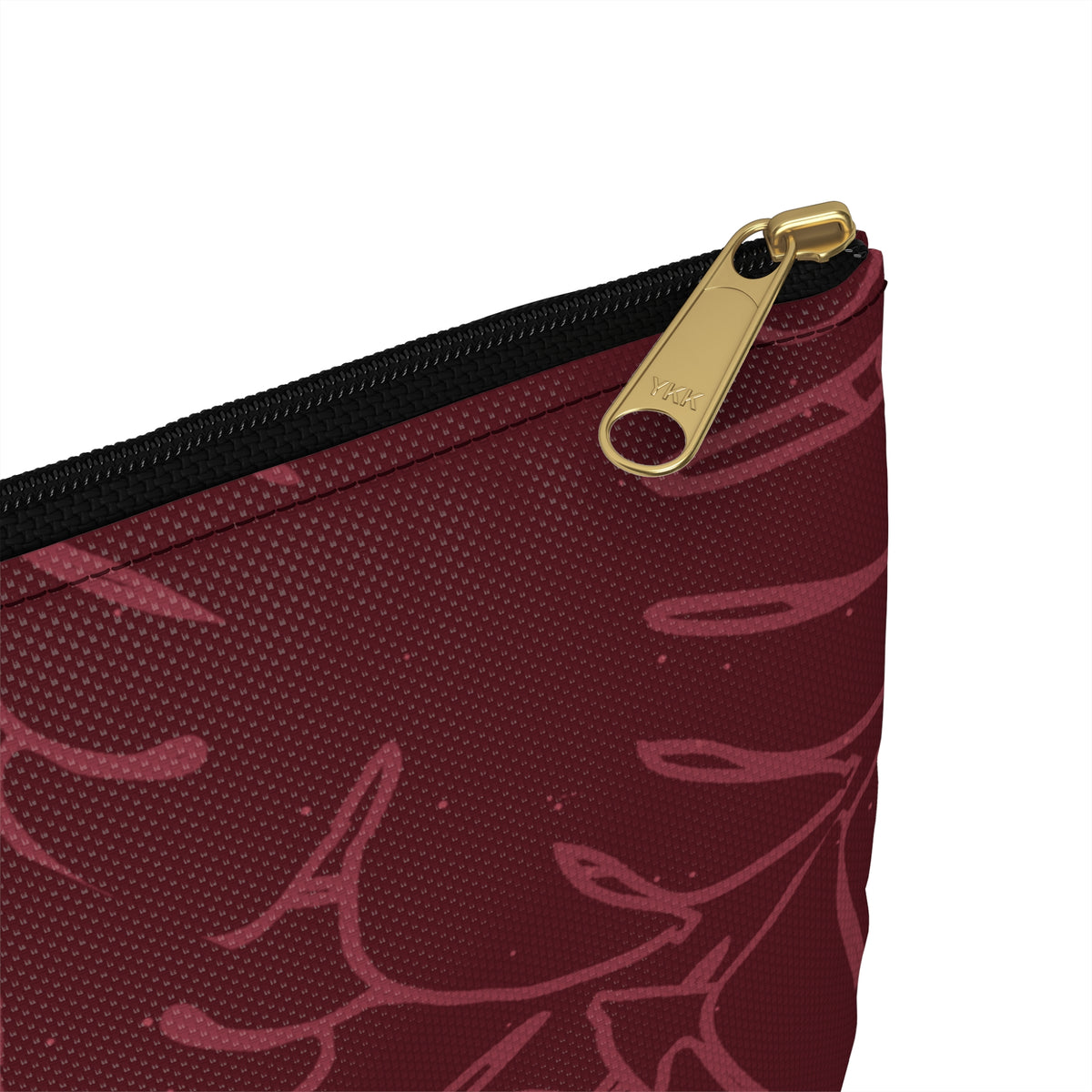 Monstera Collection Accessory Pouch- Cranberry