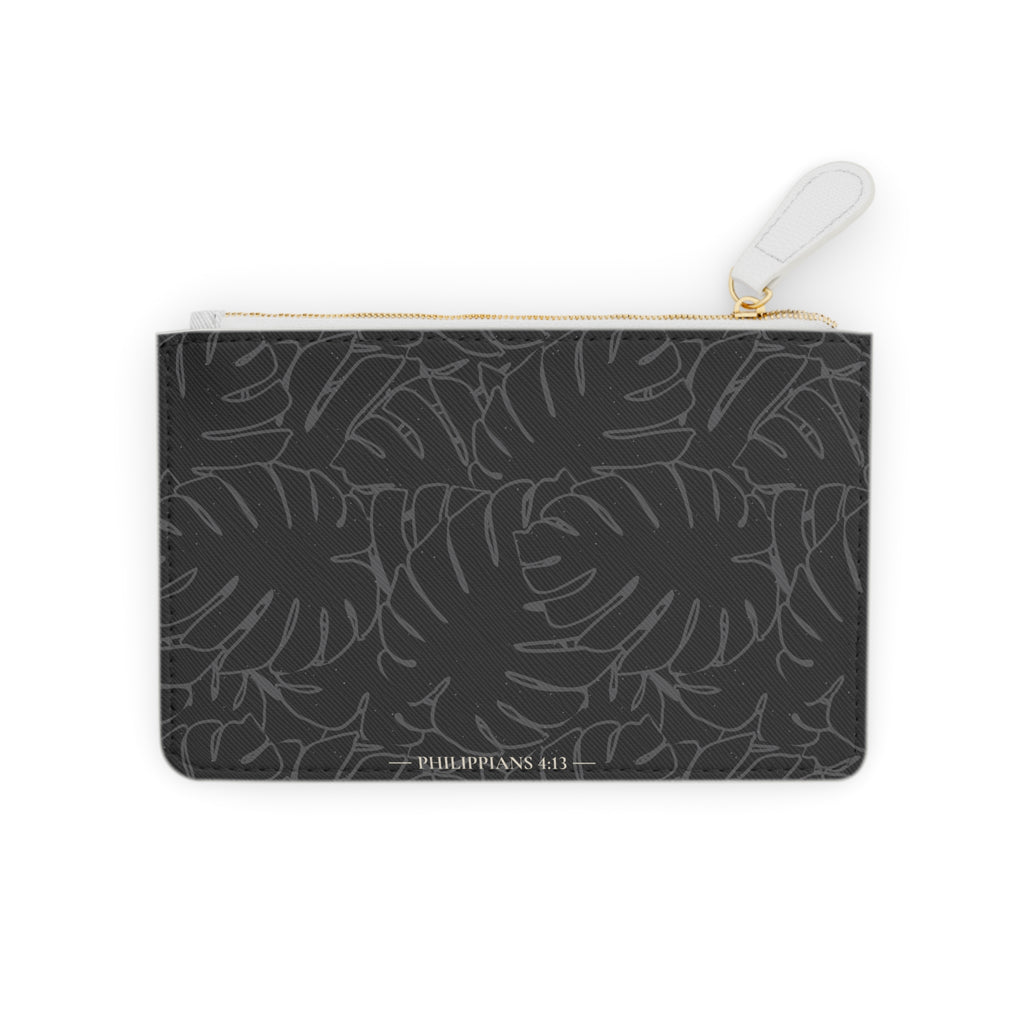 Monstera Mini Clutch Bag — Charcoal