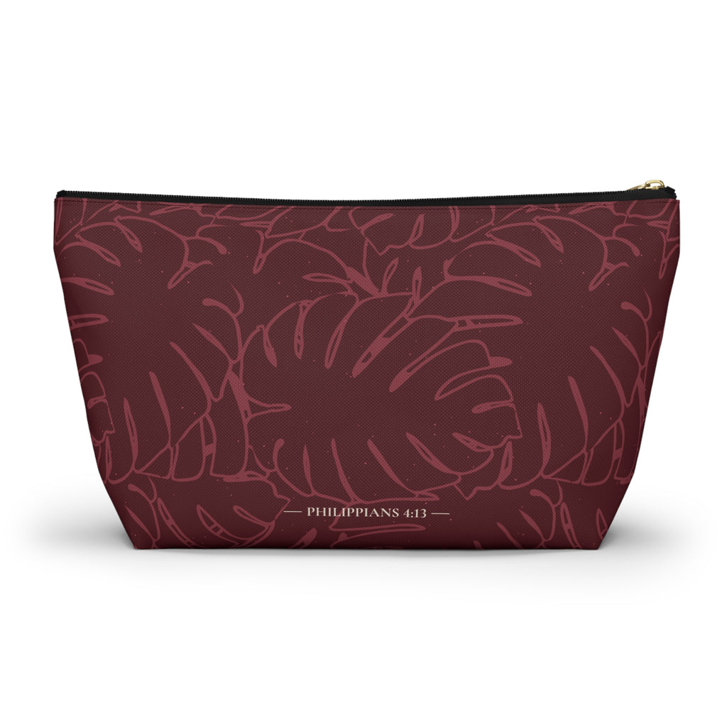 Monstera Everything Pouch- Cranberry
