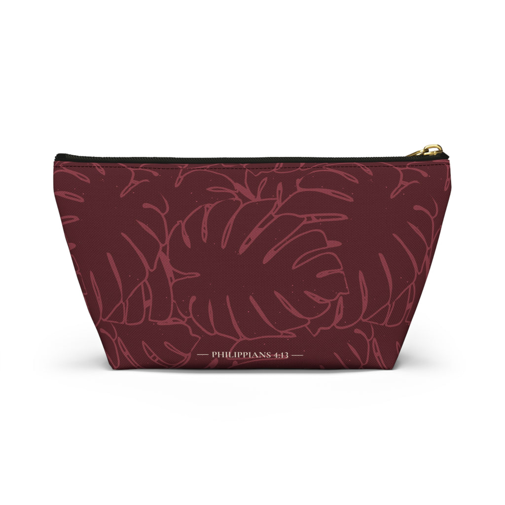 Monstera Everything Pouch- Cranberry
