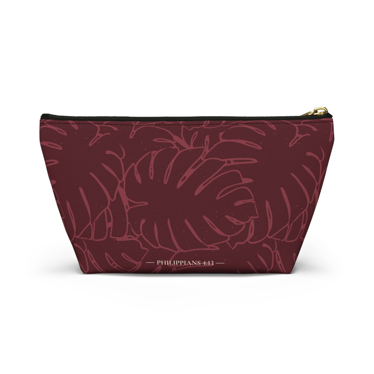 Monstera Everything Pouch- Cranberry