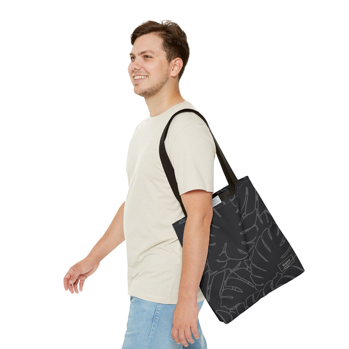 Monstera Canvas Tote- Charcoal