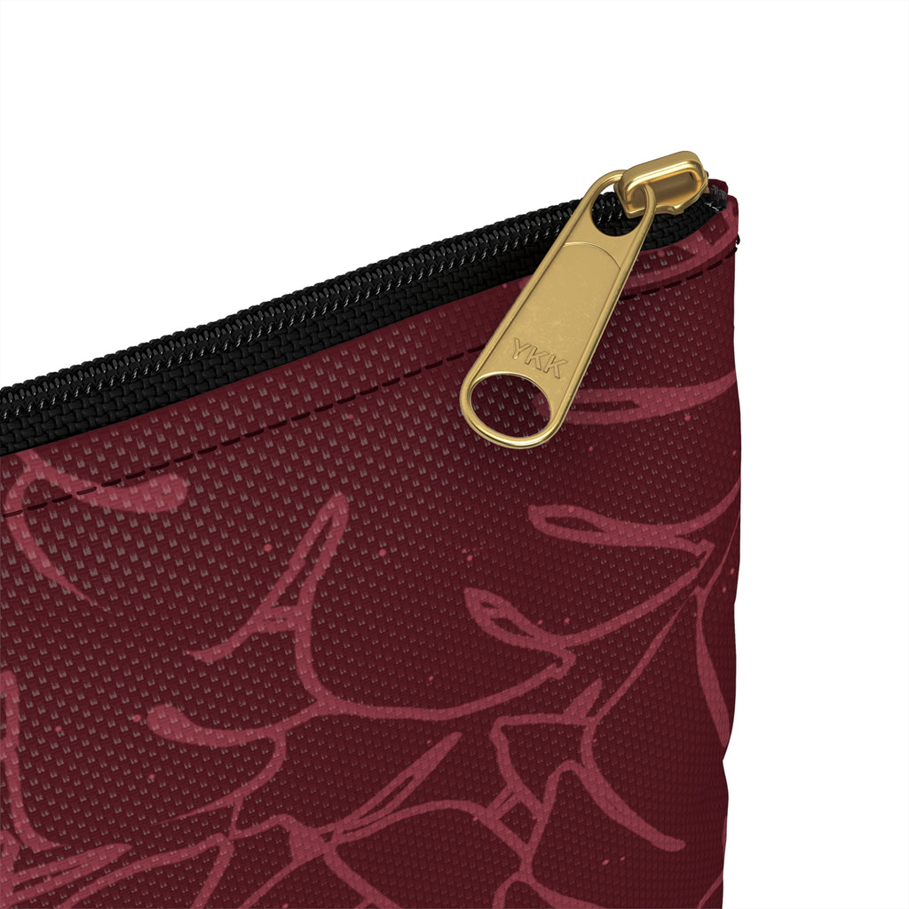 Monstera Collection Accessory Pouch- Cranberry