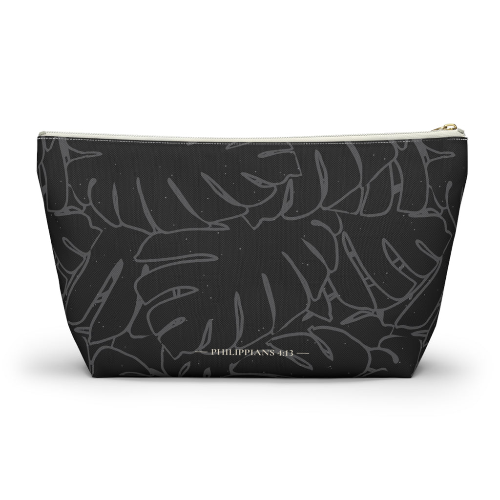 Monstera Everything Pouch- Charcoal