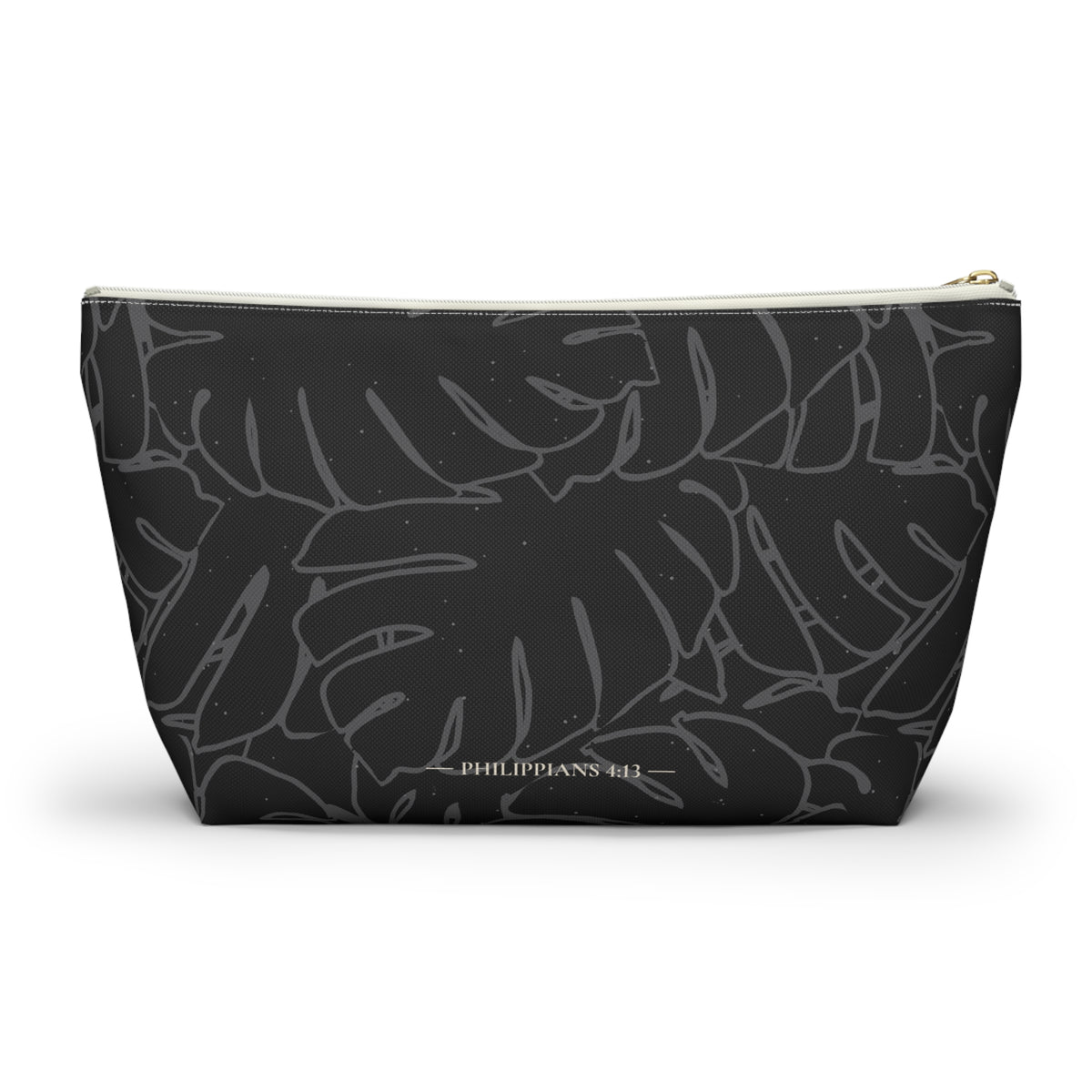 Monstera Everything Pouch- Charcoal