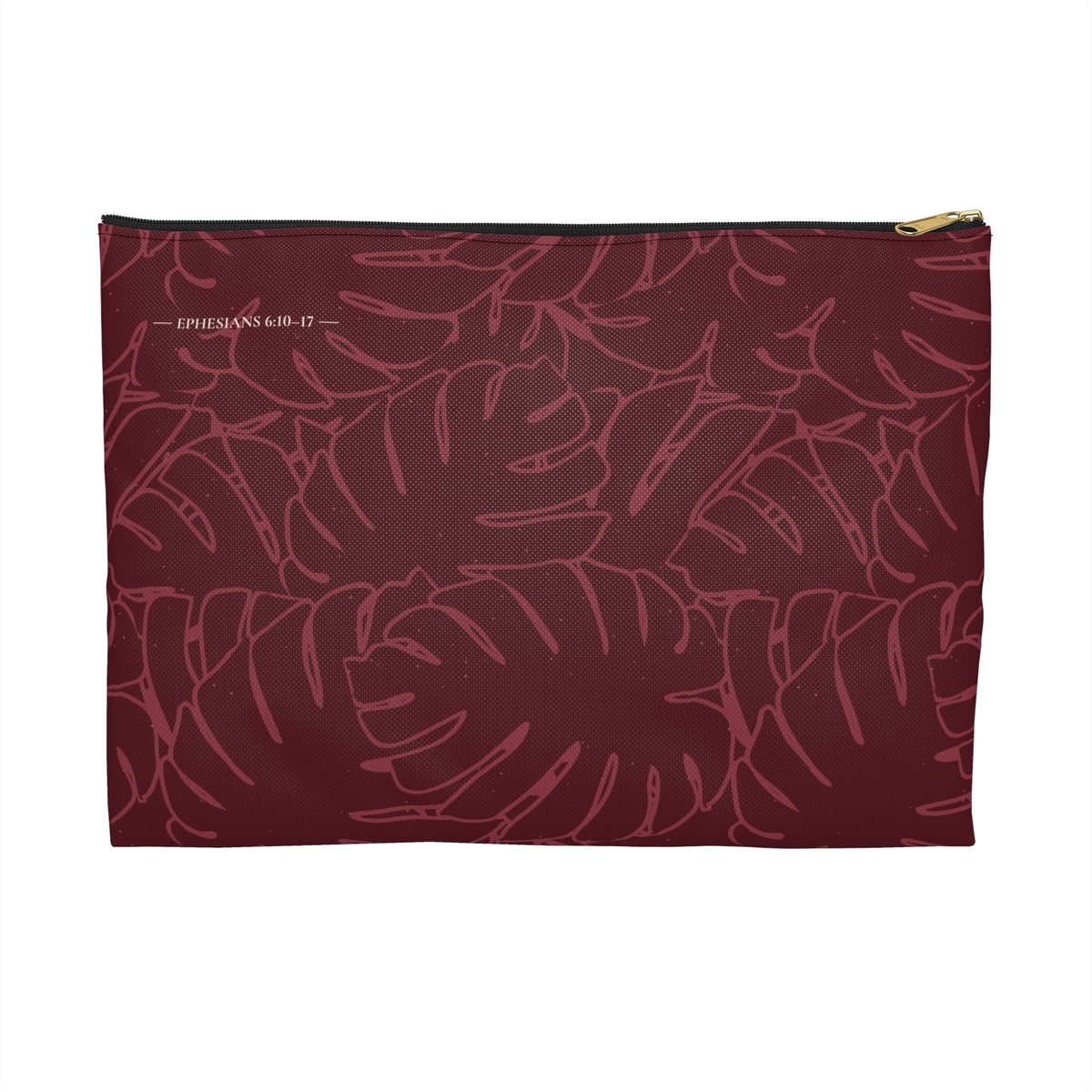Monstera Collection Accessory Pouch- Cranberry